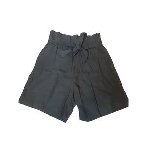 Karen Kane Paperbag Cinched Waist Linen Blend Black Shorts Women's Size M